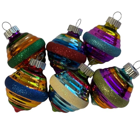 Christopher Radko Shiny Brite Retro Ribbed Glass Ornaments Box Set 36 Multicolor - Picture 2 of 13